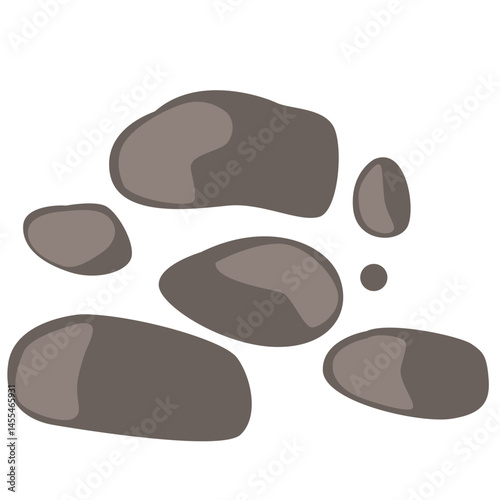 An illustration of scattered brown rocks in various irregular shapes, featuring a natural rough texture. Ideal for geology, outdoor, earth-themed, and landscape design projects.