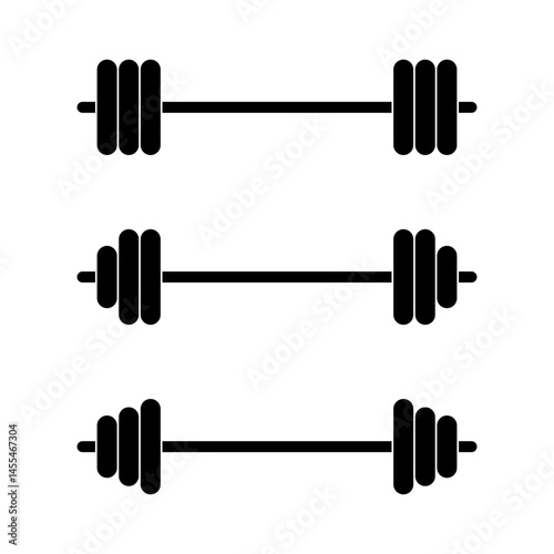 Gym barbell icon set. Fitness and workout sign symbols for apps and branding