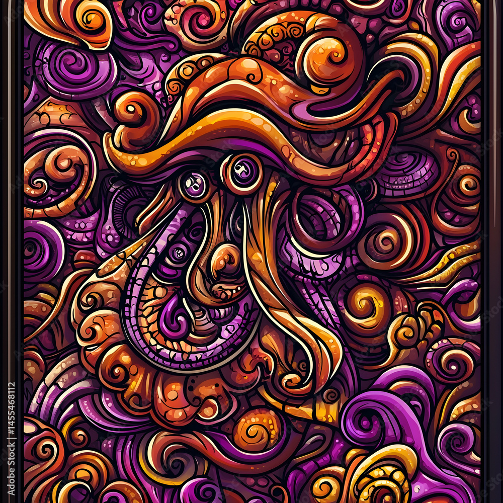 Psychedelic Octopus Art, swirling colors, fantasy background, ideal for album art Psychedelic Octopus Art, swirling colors, fantasy background, ideal for album art
