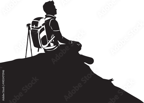 Hiking man vector silhouette 