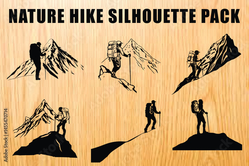 Hiking man vector silhouette 