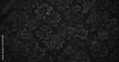 Elegant black floral wallpaper, textured surface, rich detail , background, stylish, detail