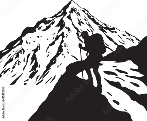 Hiking man vector silhouette 
