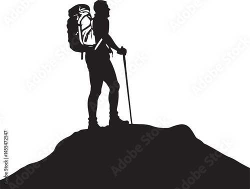 Hiking man vector silhouette 