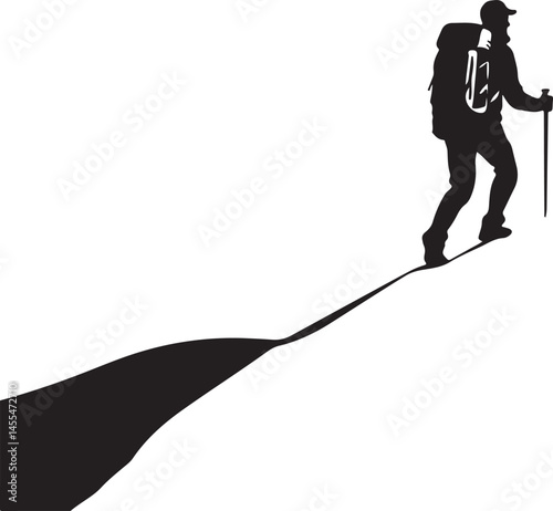 Hiking man vector silhouette 