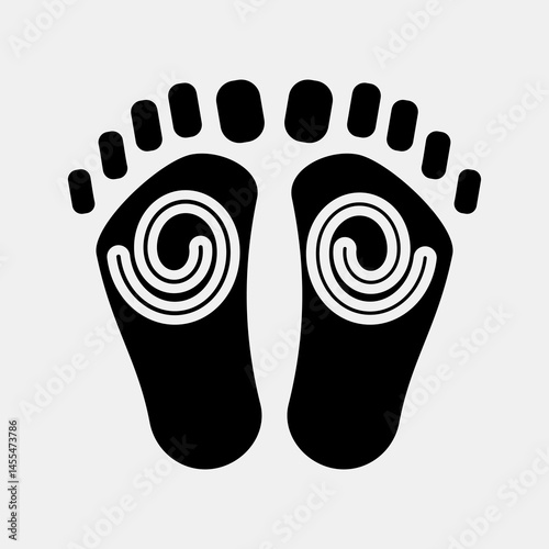 Icon buddha feet. Buddhism and vesak elements. Icon in glyph style.