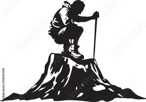Hiking man vector silhouette 
