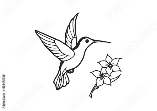 Hummingbird Flowers Clipart, Hummingbird Flowers Silhouette Vector