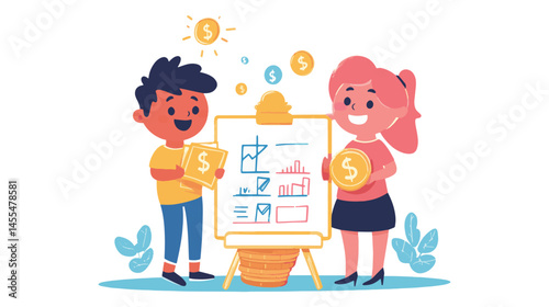 girl and boy with money