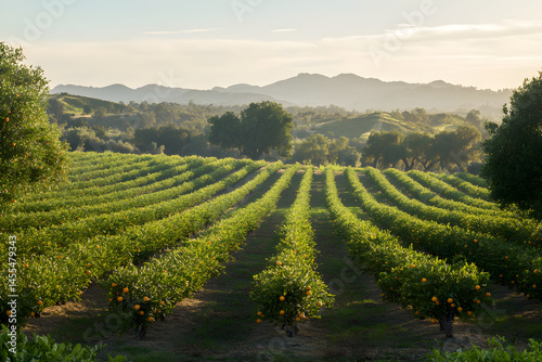Wallpaper Mural Sunlit Orange Grove: A Serene Landscape of Nature’s Bounty Under a Majestic Sky Torontodigital.ca