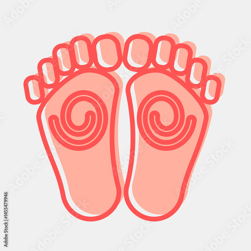 Icon buddha feet. Buddhism and vesak elements. Icon in two tone style.