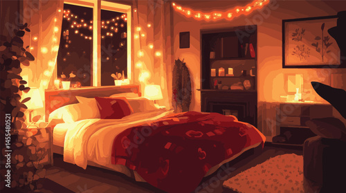 vector interior of a bedroom