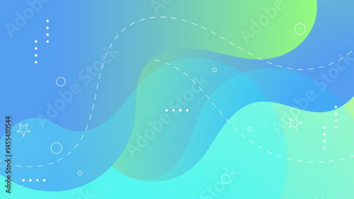 Blue and green abstract shapes with stars and circles, perfect for backgrounds, prints, or digital designs needing a vibrant touch.