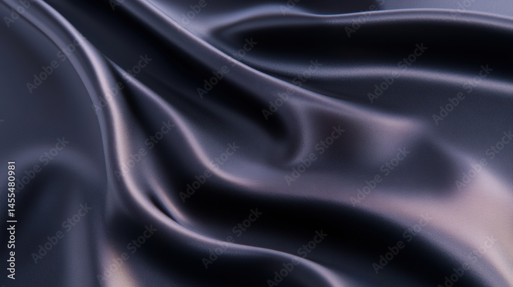 Fototapeta premium Luxurious black fabric flows smoothly, creating a beautiful interplay of light and shadow across its surface, emphasizing its texture and depth