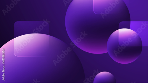 Three purple spheres on a purple background. Abstract and futuristic design suitable for technology, science, and graphic design concepts.