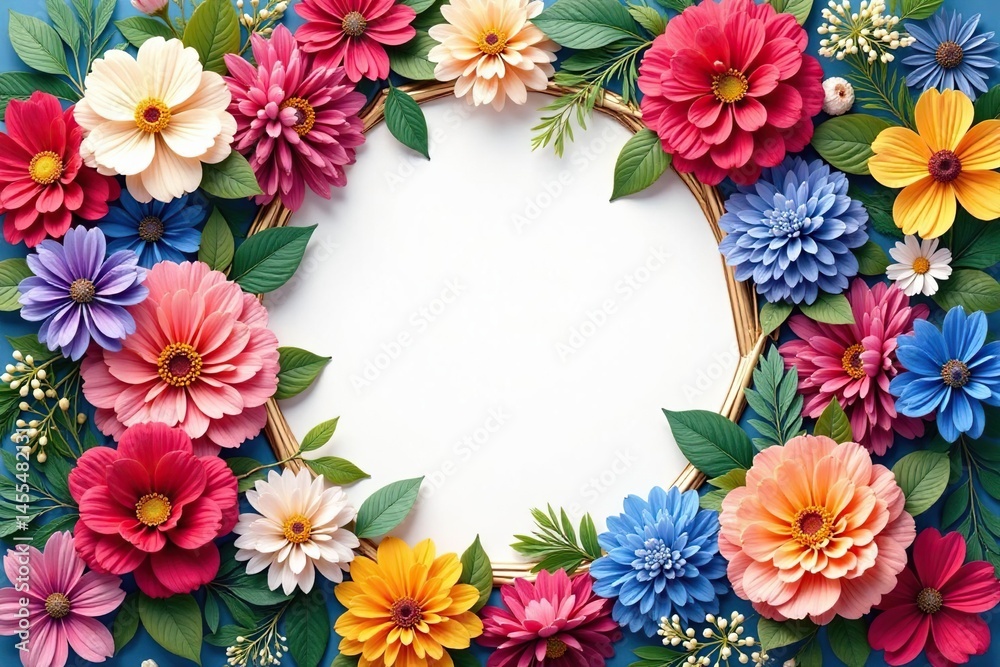 Fototapeta premium Intricate floral bouquet within a hexagonal frame , stylish, vibrant