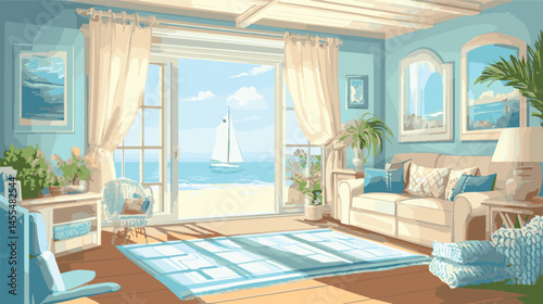 vector villa on the beach