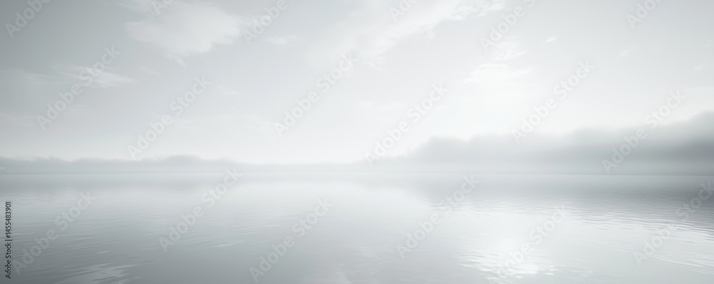 Fototapeta premium A serene and tranquil landscape featuring calm waters and misty skies.