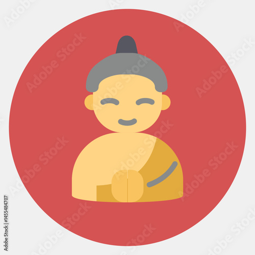 Icon buddha. Buddhism and vesak elements. Icon in color mate style.