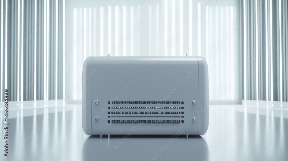 A sleek, modern air conditioning unit in a minimalist environment. A sleek, modern air conditioning unit in a minimalist environment.