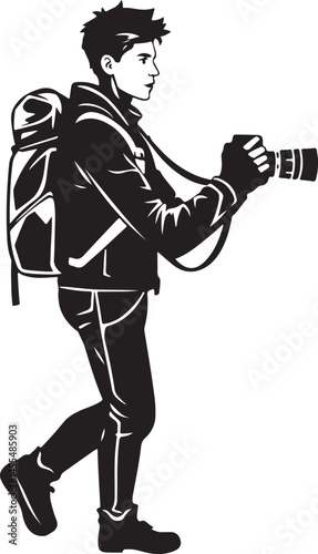 Hiking vector set silhouette