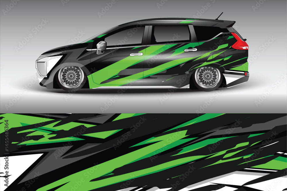 Stylish modified car with green and black design Stylish modified car with green and black design