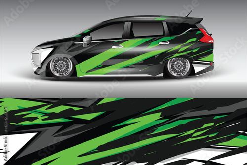 Stylish modified car with green and black design