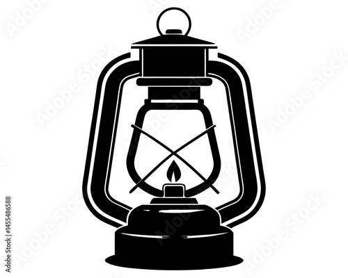 Old Lantern Kerosene Lamp Silhouette SVG | Vintage Camping Lamp Vector