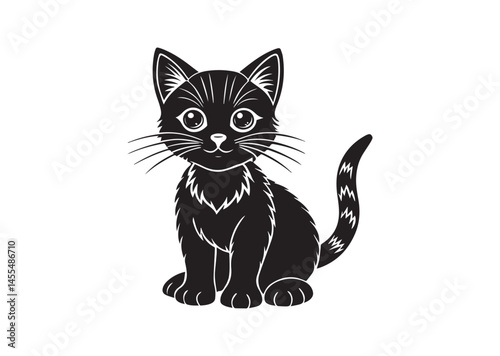 Cute Cat Design, Curious Kitten Clipart, Cat  Silhouette Vector