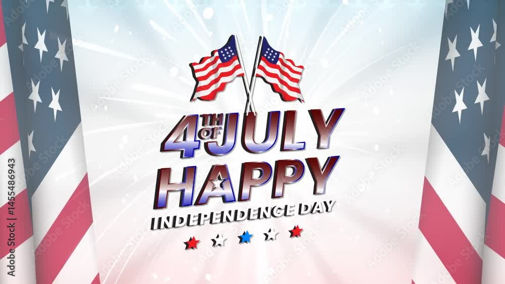 happy 4th of july independence day celebration motion graphic video with flag and balloon abstract backround design