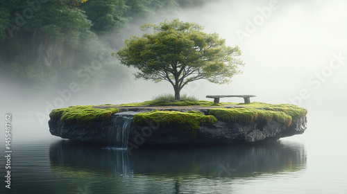 tree in fog