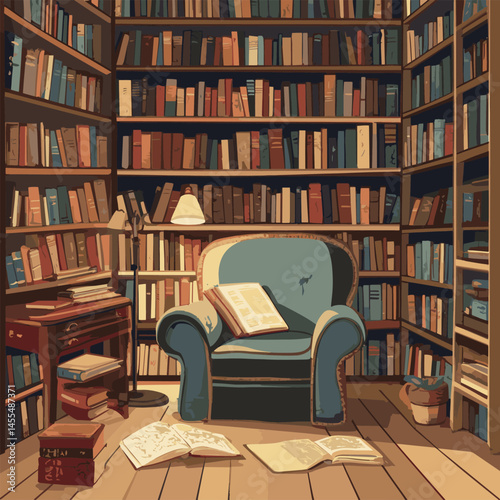 library room with sofa