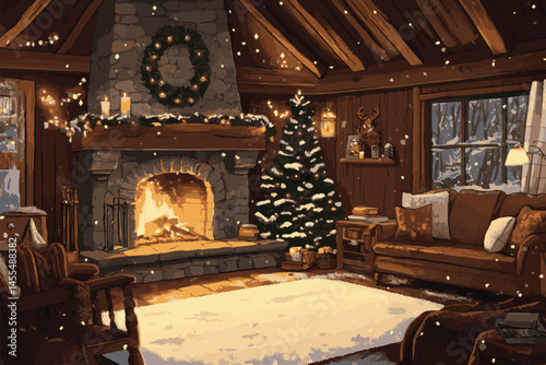 fireplace in winter