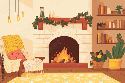 fireplace in winter