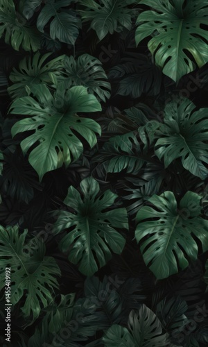 Wallpaper Mural Dark, abstract tropical leaf pattern; bold greens and blacks , texture, tropical, green Torontodigital.ca