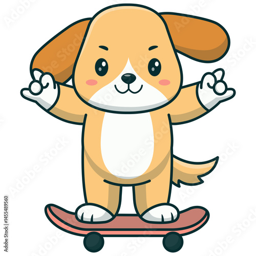 Cute Baby Dog Cartoon Character. Isolated on White Background.