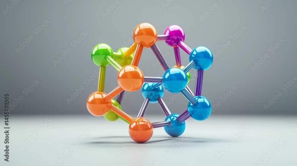 Obraz premium Colorful molecular structure demonstrating chemistry and scientific concepts.