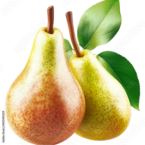 Green pear fruit fresh ripe juicy sweet healthy organic whole PNG On Transparent Background photo