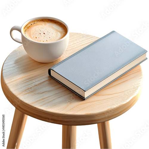 Book coffee cup morning reading relaxation cozy learning literature knowledge PNG On Transparent Background photo