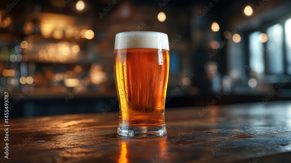 Refreshing pint of beer on a wooden surface. Refreshing pint of beer on a wooden surface.
