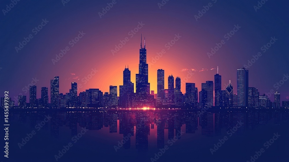 Obraz premium City skyline at sunset