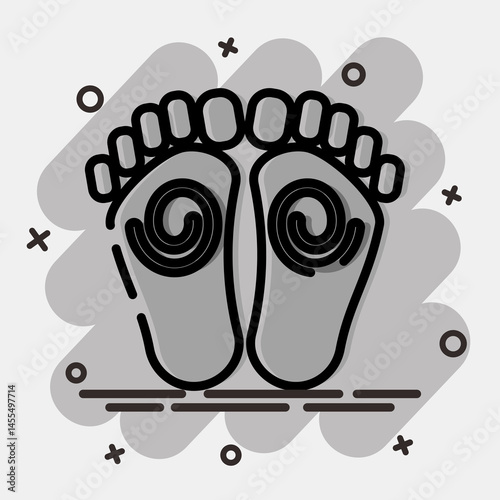 Icon buddha feet. Buddhism and vesak elements. Icon in comic style.