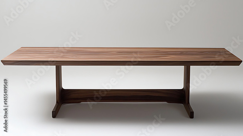 A wooden table with a long leg