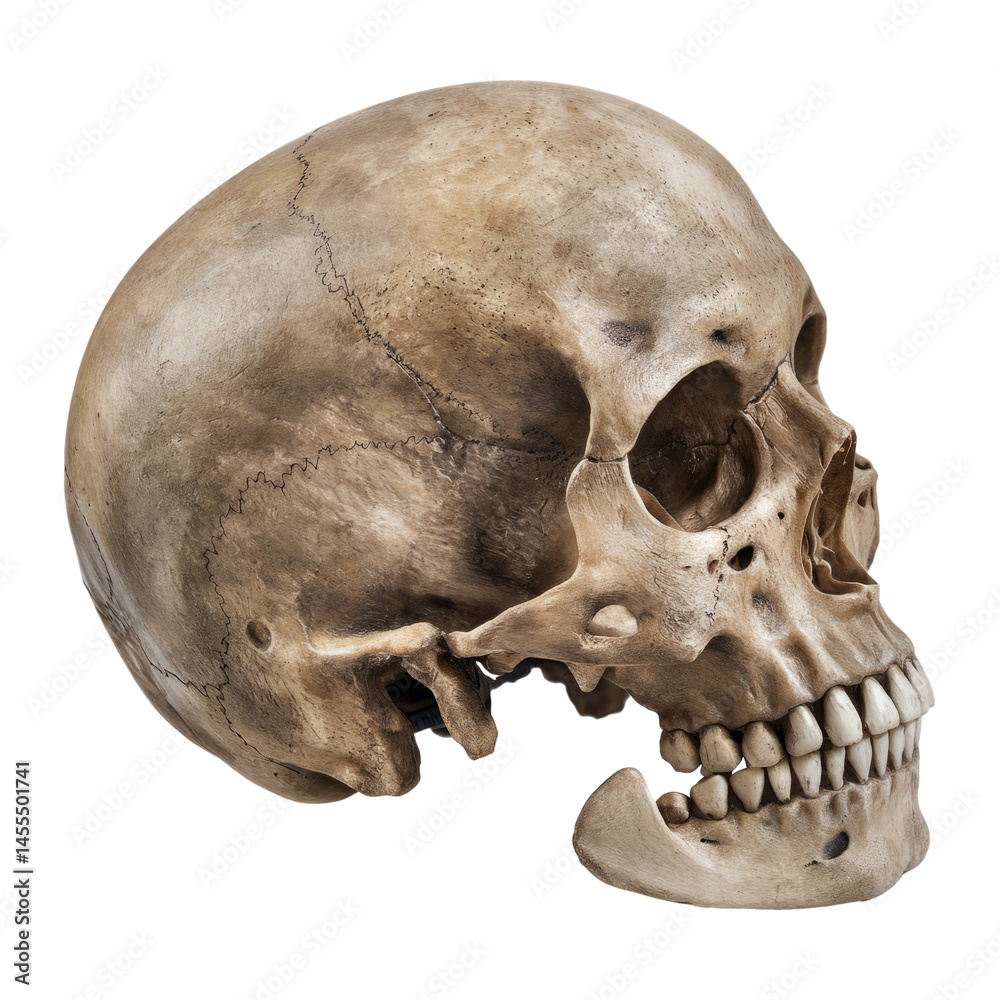 Obraz premium human skull side view isolated on white background