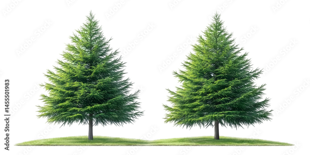 Two Green Trees Isolated On Transparent Background Realistic Illustration Two Green Trees Isolated On Transparent Background Realistic Illustration