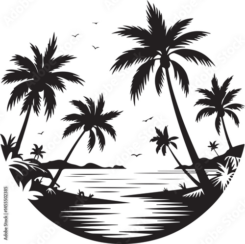 Beach Day Summer Vibes Silhouette

Sunset at the Seaside Vector Scene

Summer Fun with Friends Silhouette

Palm Trees and Sunlight Illustration

Hot Summer Adventure Silhouette Art