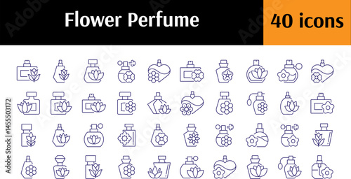 Perfume Line Icon Pack. Minimalistic Linear Pictogram for Web and Graphic Design, Apps, Banners, Social Network and Cards