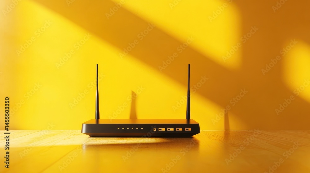 Modern router on wooden surface