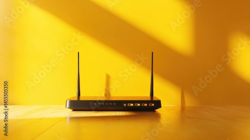 Obraz na płótnie Modern router on wooden surface w salonie