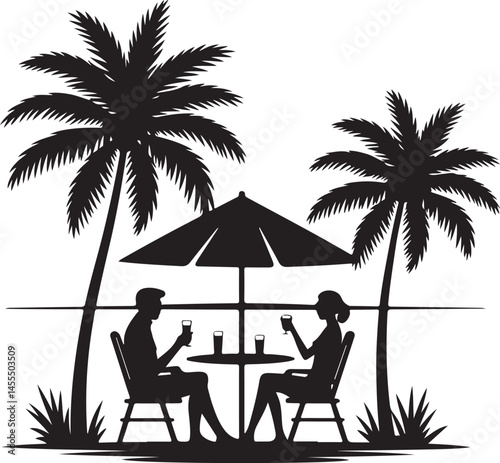 Beach Day Summer Vibes Silhouette

Sunset at the Seaside Vector Scene

Summer Fun with Friends Silhouette

Palm Trees and Sunlight Illustration

Hot Summer Adventure Silhouette Art